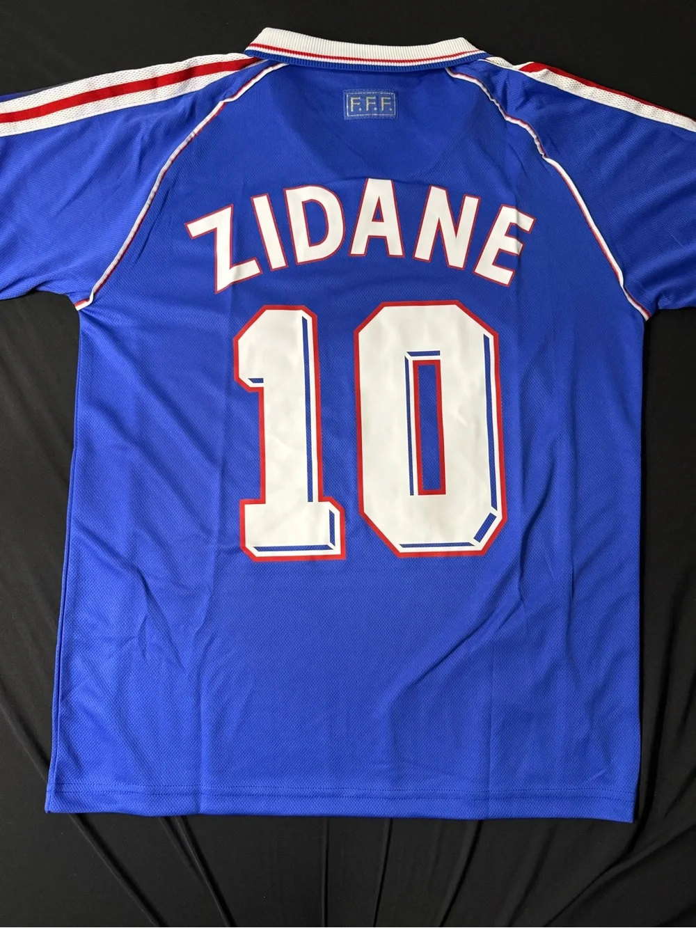 adidas Blue France 98 Soccer Jersey with Red & White Accents